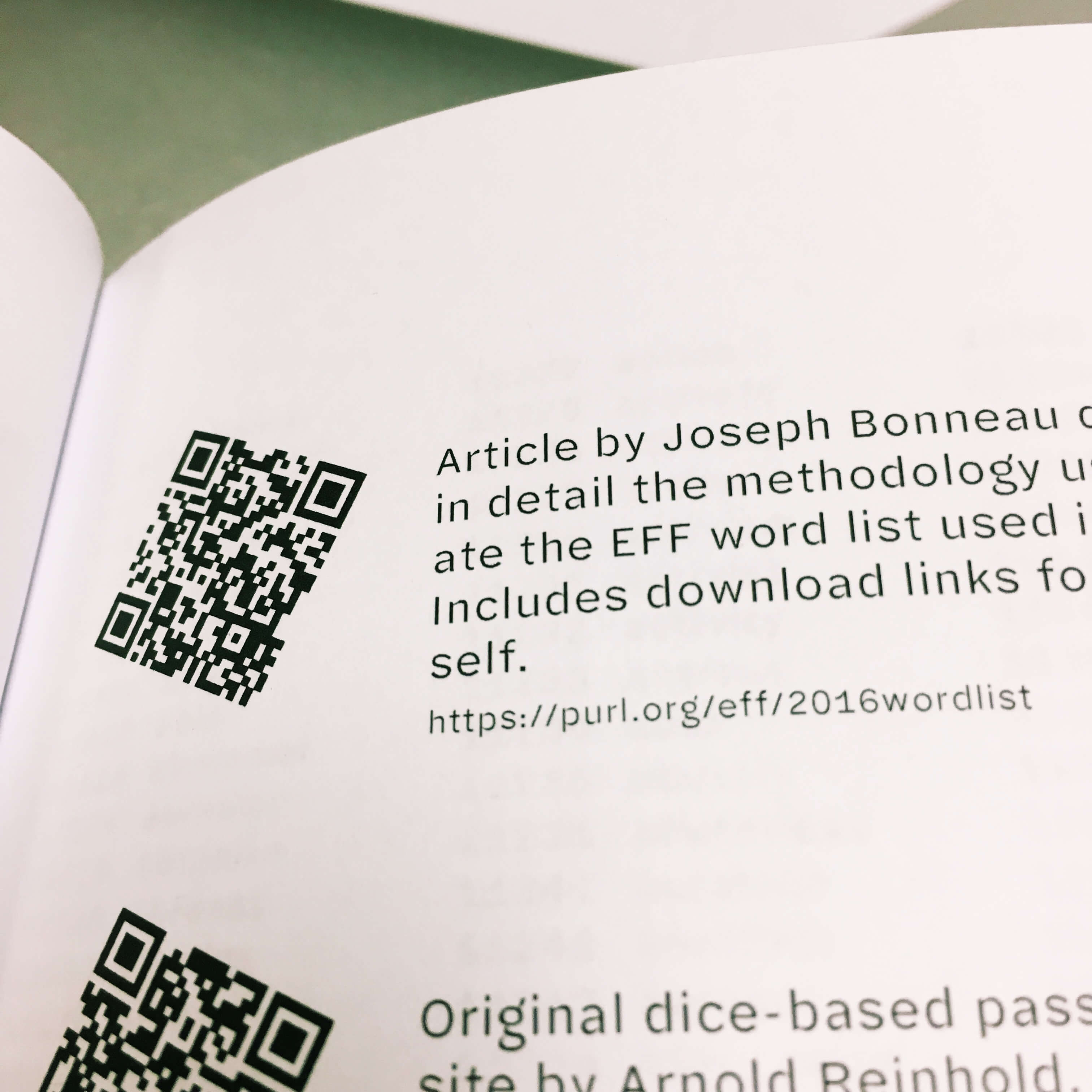 Page of QR codes from the first version of the book