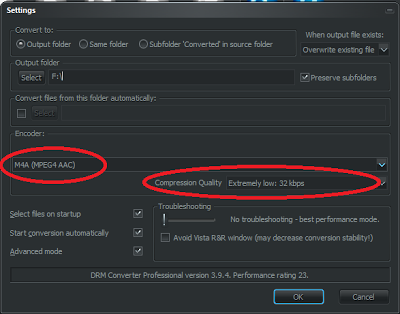 DRM Converter --- M4A setting