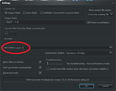 DRM Converter MP3 settings